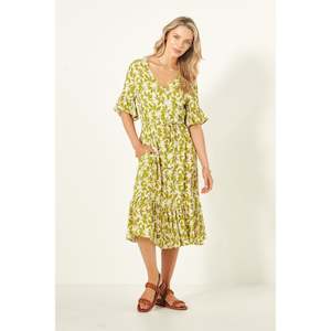 Carmen dress Lime print (Last one size 12)