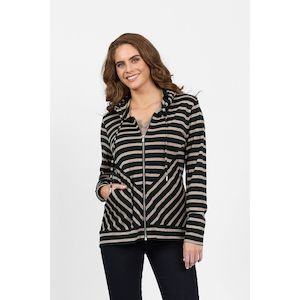 Vassalli: 100% Merino Zip up hooded jacket with scooped forest twig