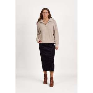 Relaxed fit half zip sweater with oatmeal