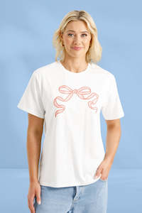 Chris tee white blossom bow