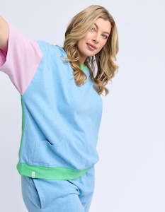 Elm Clothing: Maize colourblock tee dusk blue/pink/green