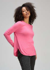 Knitwear: Rounded bottom essential jersey rhubarb