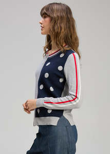 Stripe spot zip up cardi Marl