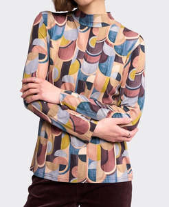 Long sleeve high neck printed knit top Revolve