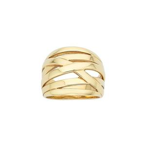 9ct Yellow Gold Interlocked Wide Band Ring #