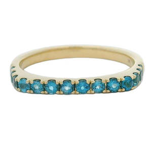 Rings: 9ct Yellow Gold London Blue Topaz Flat Stacker Ring #24987