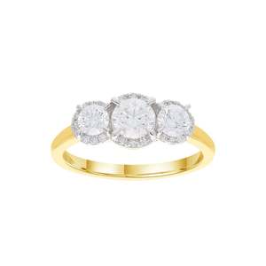 Rings: 9ct Yellow Gold 1.02ct Trio Lab Grown Diamond Ring #25424