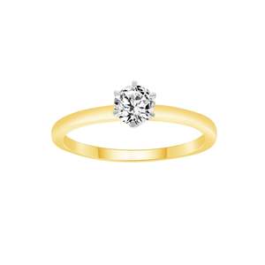 Rings: 9ct Yellow Gold 0.50ct Round 6 Claw Lab Grown Diamond Ring #25127