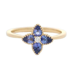 9ct Yellow Gold Tanzanite & Diamond Ring #24984