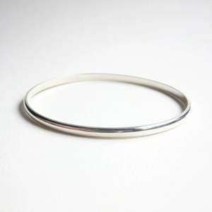 Sterling Silver Half Round Bangle #25455