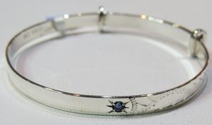 Sterling Silver Expanding Childs Bracelet with Sapphire #