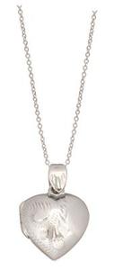 Pendants: Sterling Silver 15mm Partly Engraved Heart Locket #25198