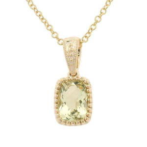 9ct Yellow Gold Cushion Lemon Quartz Pendant #24990