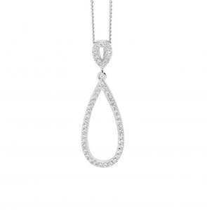 Ellani Sterling Silver CZ Double Open Tear Pendant #20541