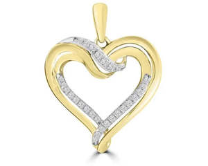 9ct Yellow Gold Diamond Heart Pendant #24918