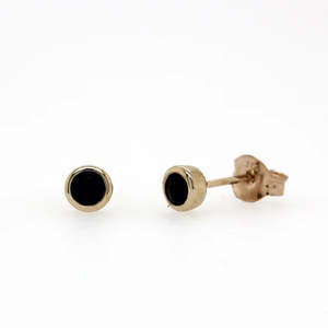 9ct Yellow Gold Rub Over Setting Round Sapphire Studs #16400