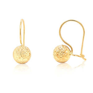 9ct Yellow Gold 8mm Faceted Euroball hook Earrings #21314