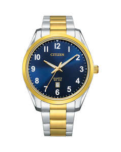 Watches: Citizen Gents Quartz Blue Faced Two Tone Watch #25083