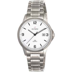 Olympic Ladies Titanium White Strap Leather Watch #22587