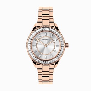 Watches: Sekonda Margot Ladies Watch | Rose Gold Alloy Case & Stainless Steel Bracelet with Silver Dial #