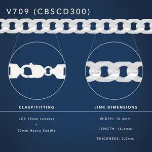 Sterling Silver Concave Bevel Curb Chain #