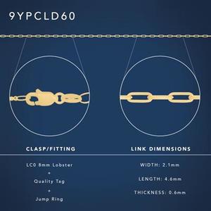 9ct Yellow Gold Diamond Cut Paper Clip Chain #24971