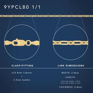 Chains: 9ct Yellow Gold 1/1 Figaro Paperclip Chain #24969