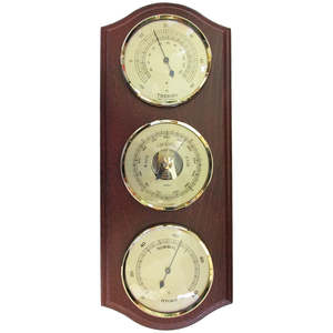 Barometers: Fischer Weather Station Wall Mounted Mahogany #