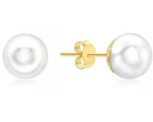 Earrings: 9ct Yellow Gold Fresh Water Pearl 8mm Stud Earrings #25532