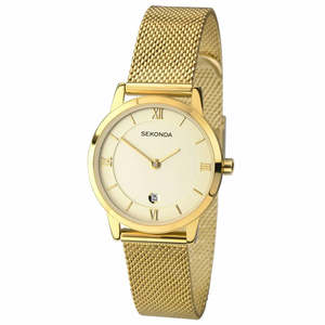 Sekonda Gold Stainless Steel Elegant White Dial 28mm Womens Watch #25600