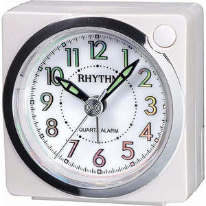 Rhythm Alarm Clock White Silent Movement #25629