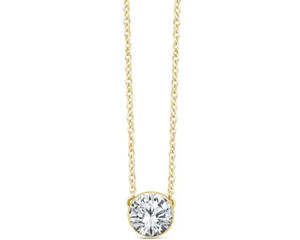 9ct Yellow Gold 0.50ct Lab Diamond Bezel Set Pendant #25636
