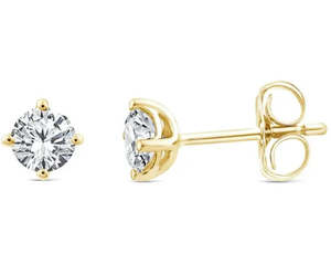 9ct Yellow Gold 0.50ct Lab Diamond Round 4 Claw Studs #25639