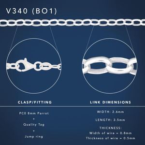Sterling Silver Oval Belcher Chain 50cm #25647