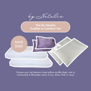 The Cuddle in Comfort Set: Gel Memory Foam Pillows, Silk Pillowslips & Microfibre Toppers