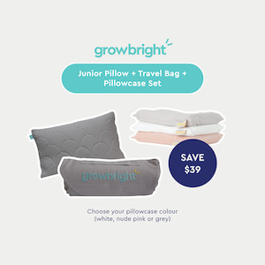 Growbright: Junior Pillow & Travel Bag with FREE Pillowcase Set!