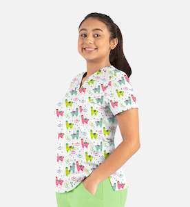 Scrub Top: PRINT TOP - LMMM (LLAMA MOMMA)