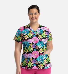 Scrub Top: PRINT TOP - FLWC (FLOWER CHILD)