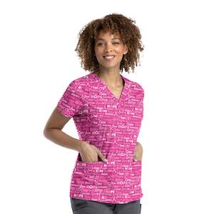 Scrub Top: PRINT TOP - PKHP (PINK HOPE)