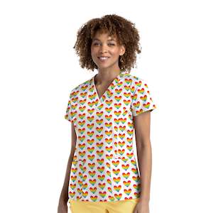 Scrub Top: PRINT TOP - PLNR (PEACE LOVE AND RAINBOWS)