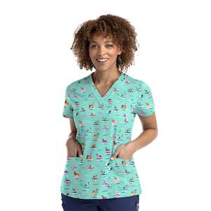 Scrub Top: PRINT TOP - SURF (SURF'S UP)