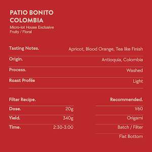 Coffee: Colombia Patio Bonito Pink Bourbon Washed