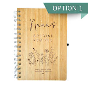 Engraved Bamboo Mother's Day Recipe Book