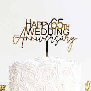 65th Wedding Anniversary Cake Topper