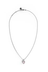 Love Claw Necklace - Silver/Rose Quartz Stone
