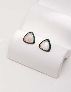 Pearl green drip glaze earrings