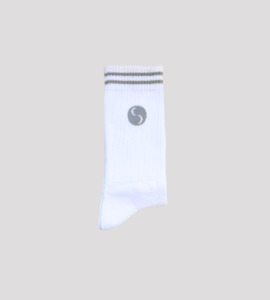 Accessories: Crew Socks - White Grey