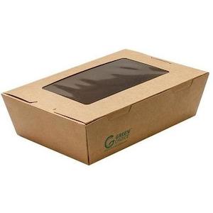 Window Food Packs: Green Choice Take Away Box Kraft PLA with Window - Small