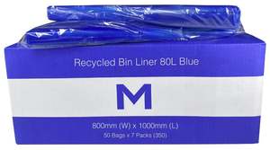 Rubbish Bags: FP Recycled Bin Liner 80L - Blue, 800mm x 1000mm x 25mu (350) Per Box