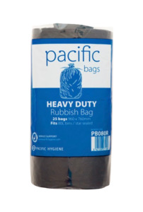 Rubbish Bags Bins: Pacific Rubbish Bag Black 80L Roll